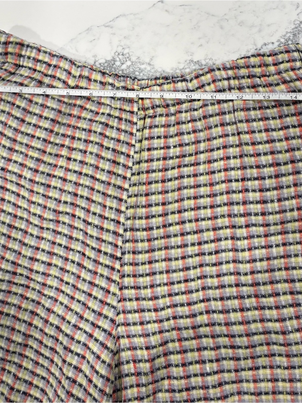 FLAX Women’s Plaid Linen Blend Wide Leg Crop Pants Pull On Elastic Waist Small - Picture 4 of 8